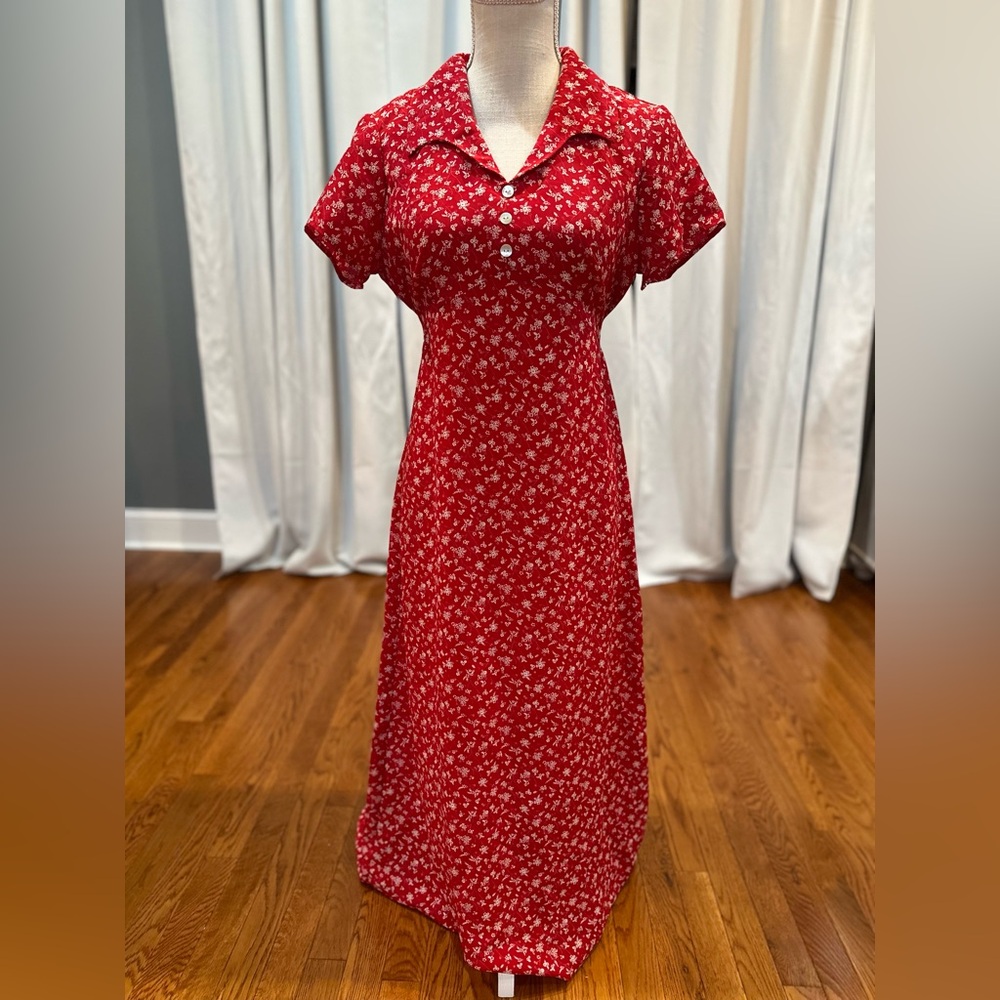 Jonathan Martin red and white floral vintage old fashion summer dress size 8 EUC